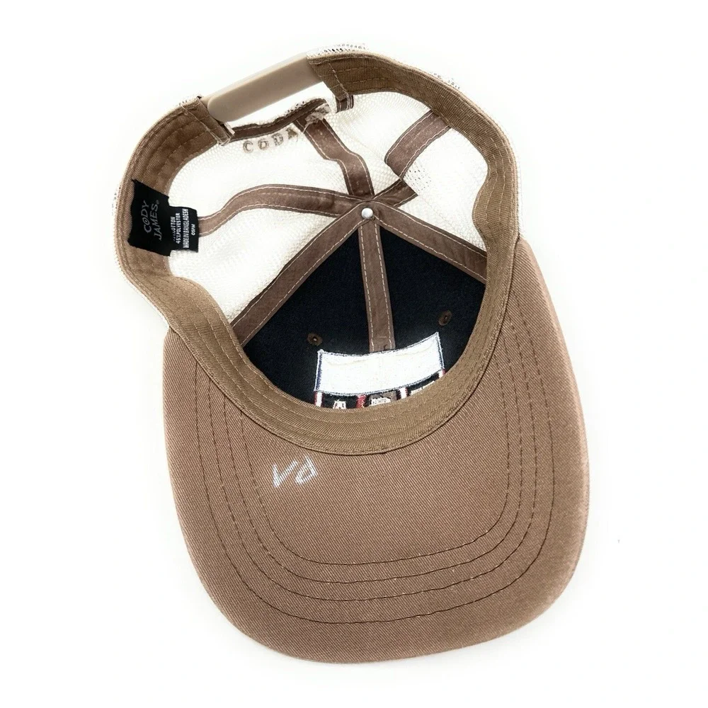 Cody James Trucker Hat Mens OSFM Brown USA Longhorn Skull Snapback Mesh Cap